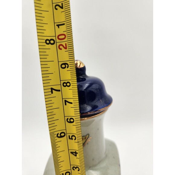 Vintage Japanese Square Bottle Decanter With Lid Butterfly Flowers Blue Gray - Picture 9 of 9